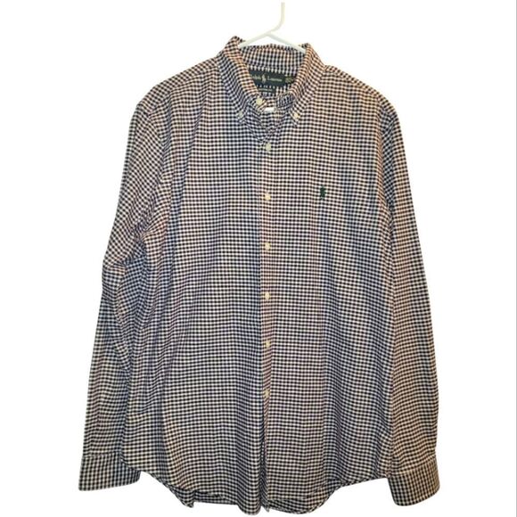 Ralph Lauren Purple Plaid Gingham Custom fit Button Down Shirt Size L - Picture 1 of 10